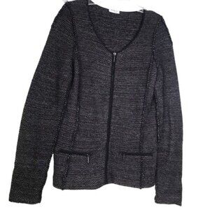 Akris Punto Tweed Knit Mohair Wool Zip Pockets Jacket Cardigan Sweater Preppy 6